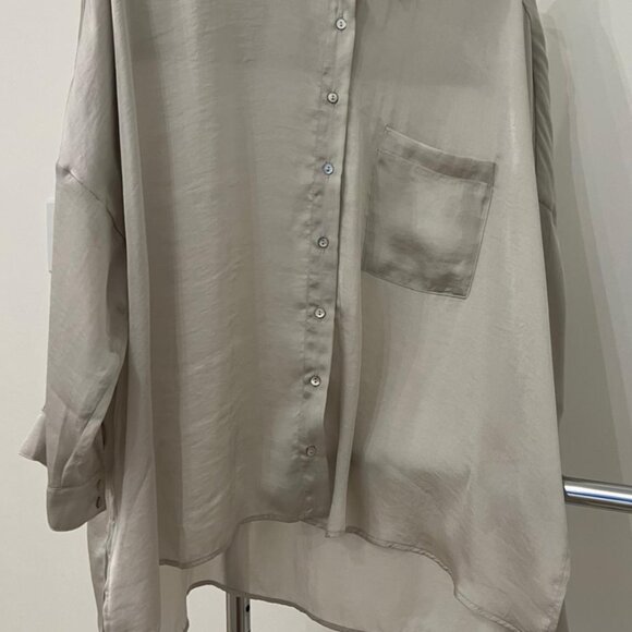 Assimetric "Phylosophy" dress shirt ,light silver, FREE shipping - Picture 1 of 2